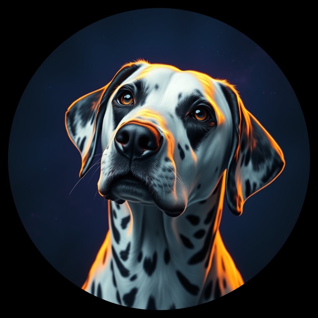 Cosmic medallion portrait of 19244_19244, a Dalmatian