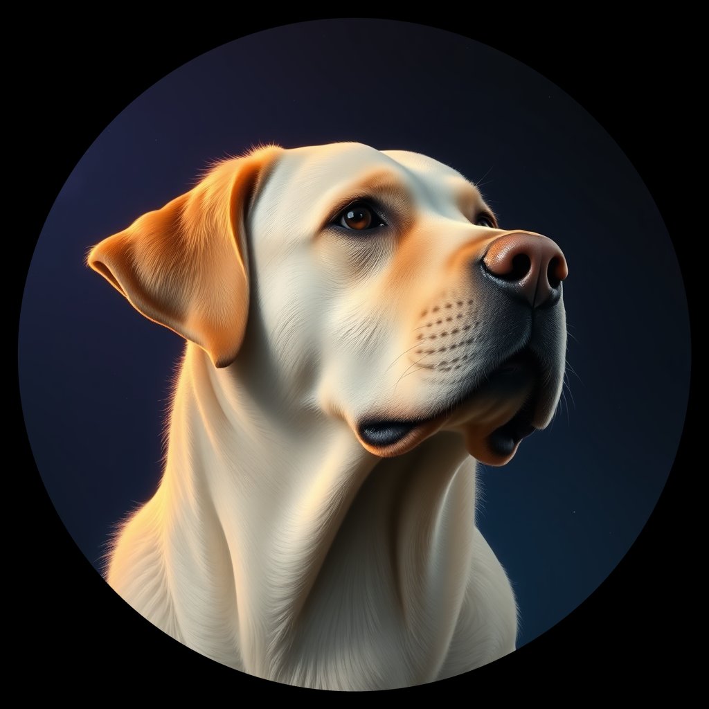 Cosmic medallion portrait of 193_G0380_0378, a Labrador Retriever