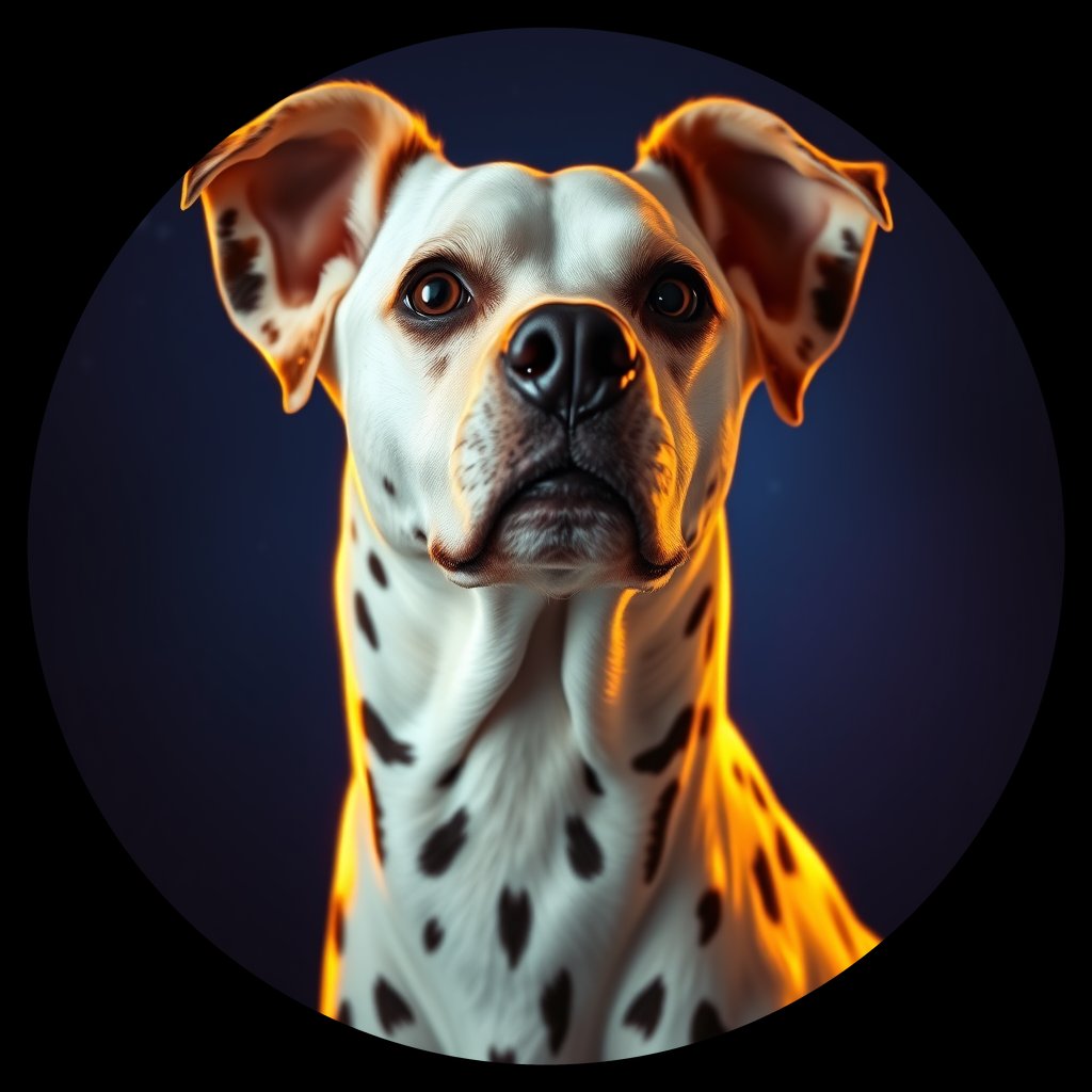 Cosmic medallion portrait of 19508_19508, a Dalmatian