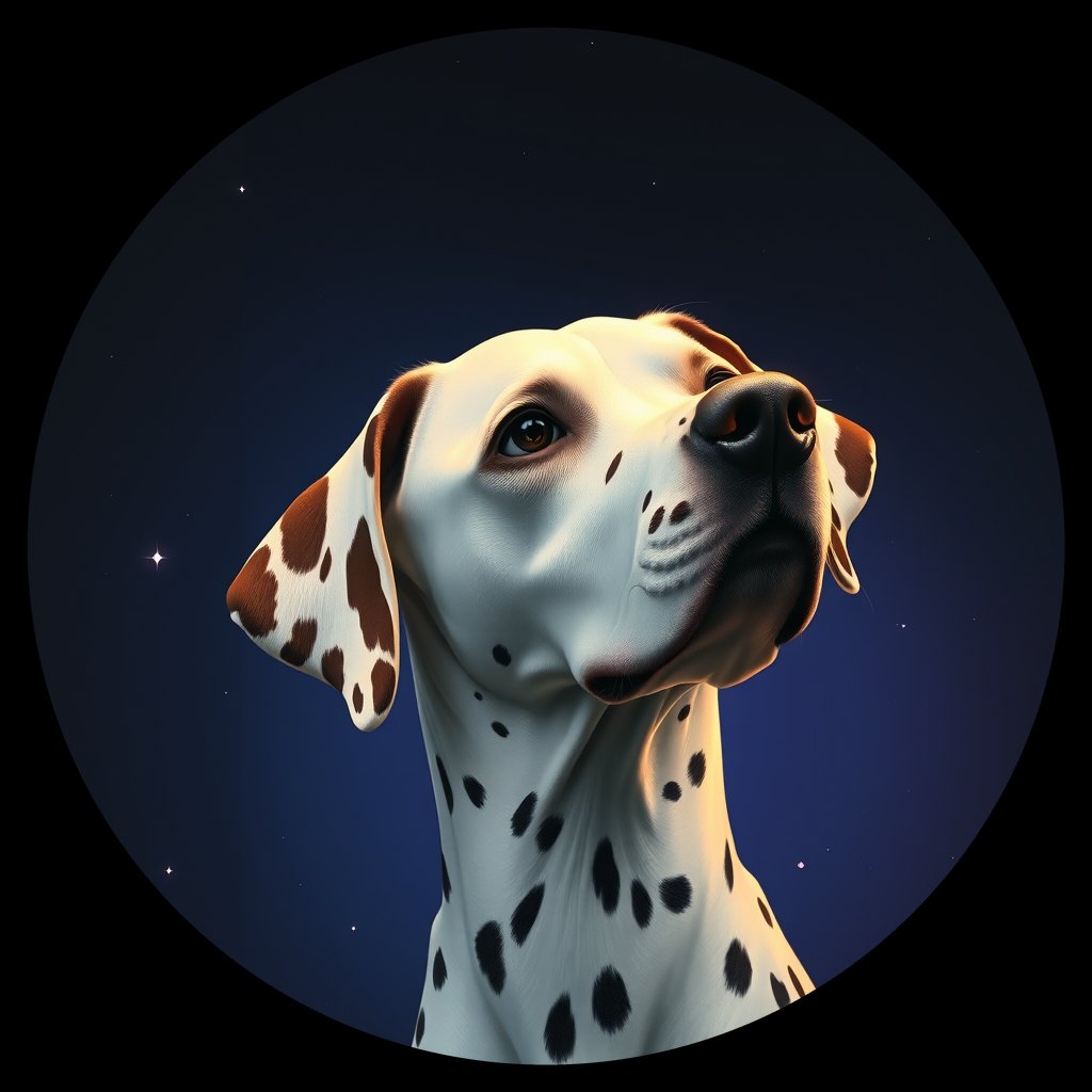 Cosmic medallion portrait of 19514_19514, a Dalmatian