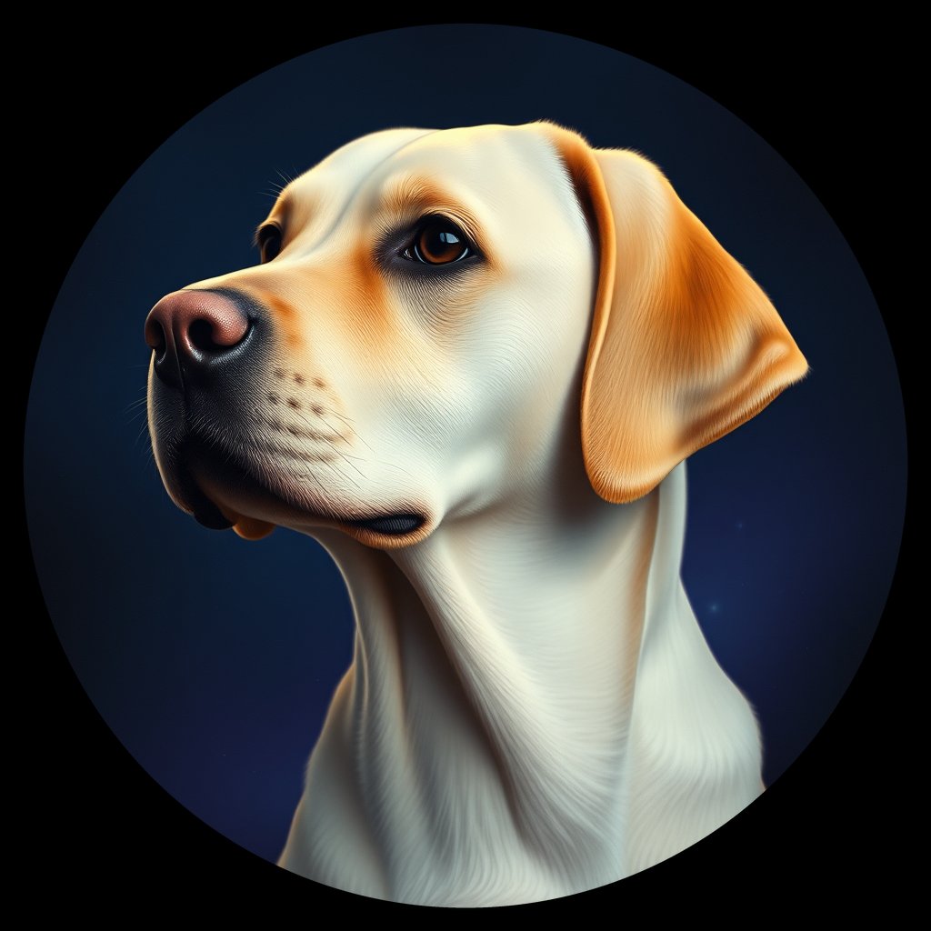 Cosmic medallion portrait of 1956_1956, a Labrador Retriever