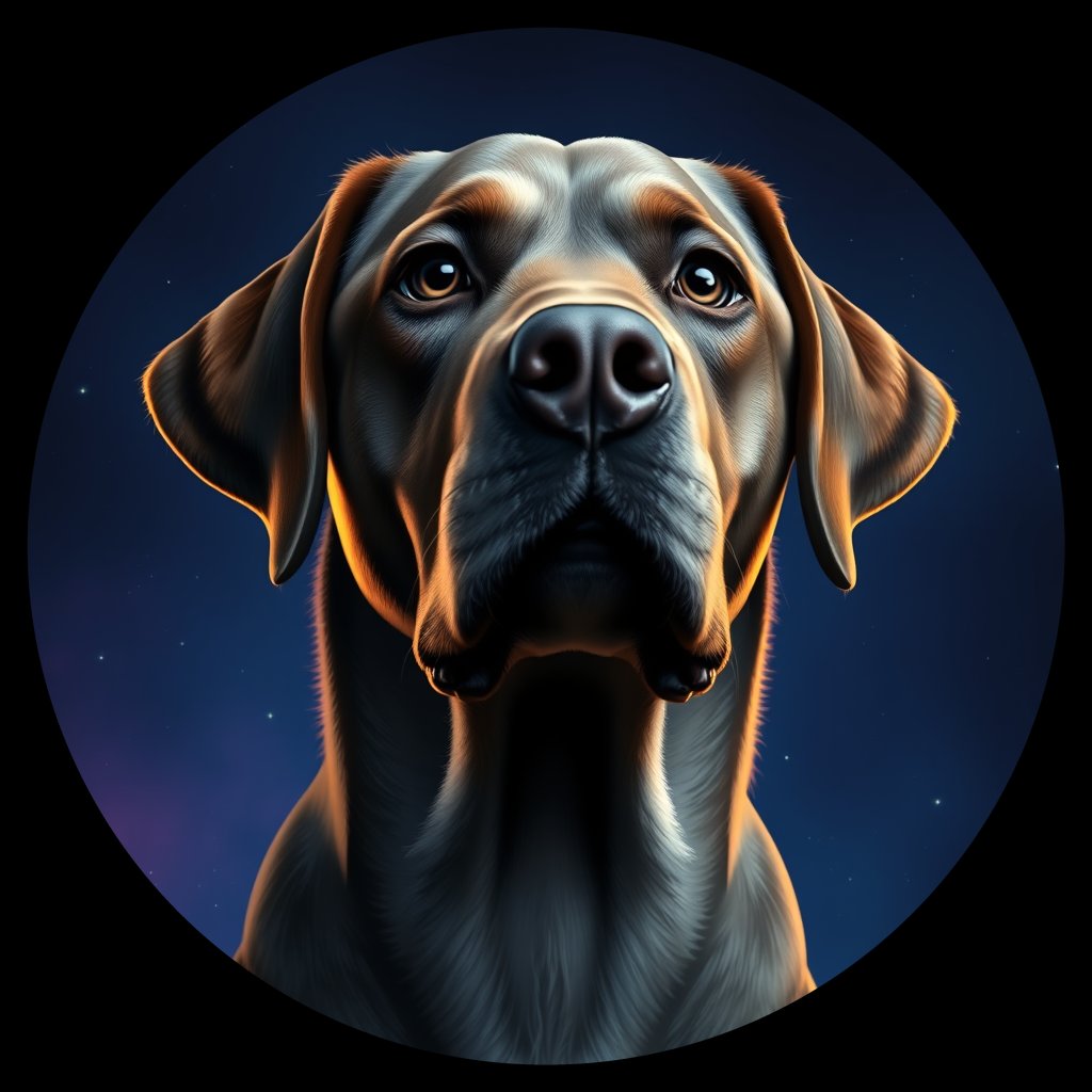 Cosmic medallion portrait of 1957_1957, a Labrador Retriever
