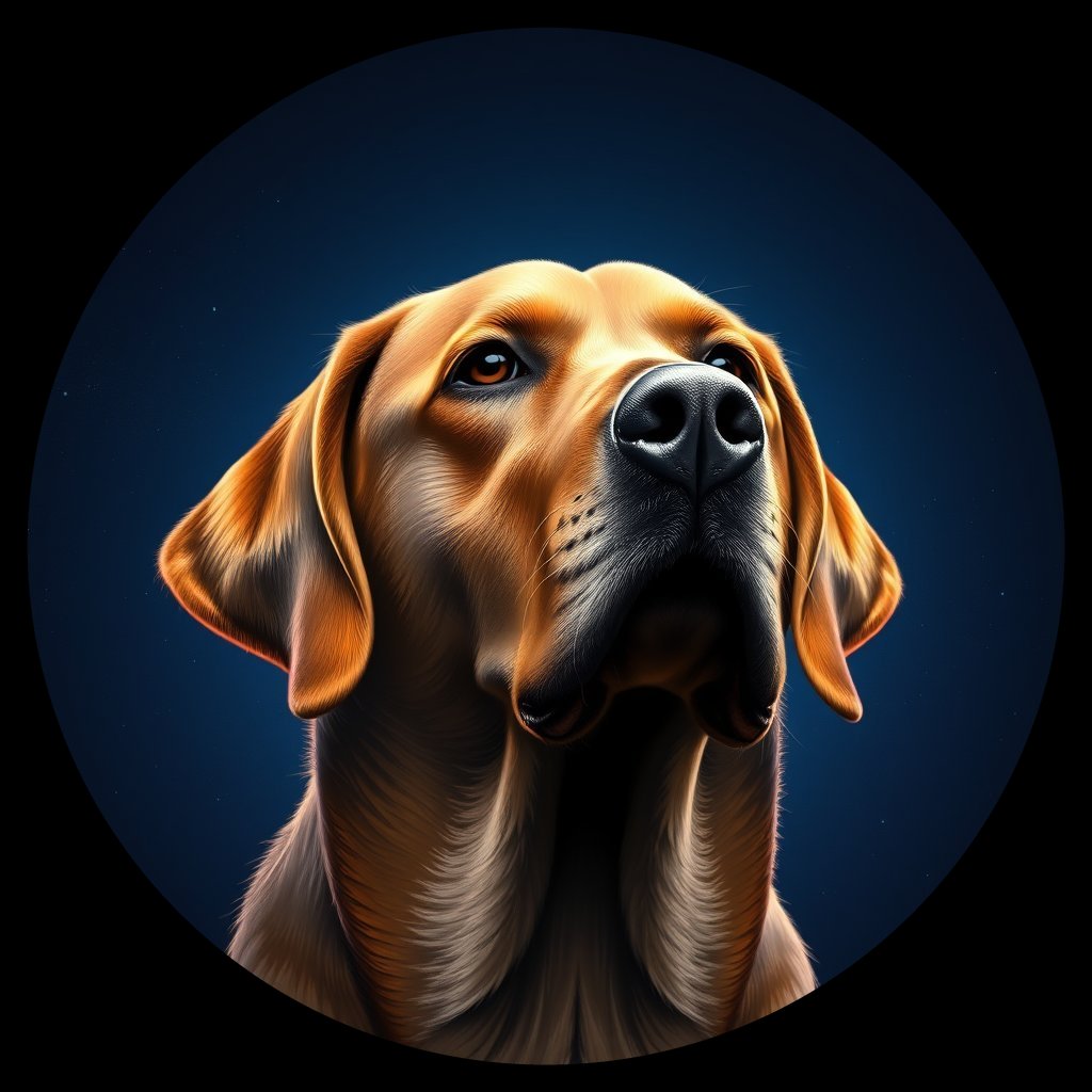 Cosmic medallion portrait of 195_G0380_0380, a Labrador Retriever