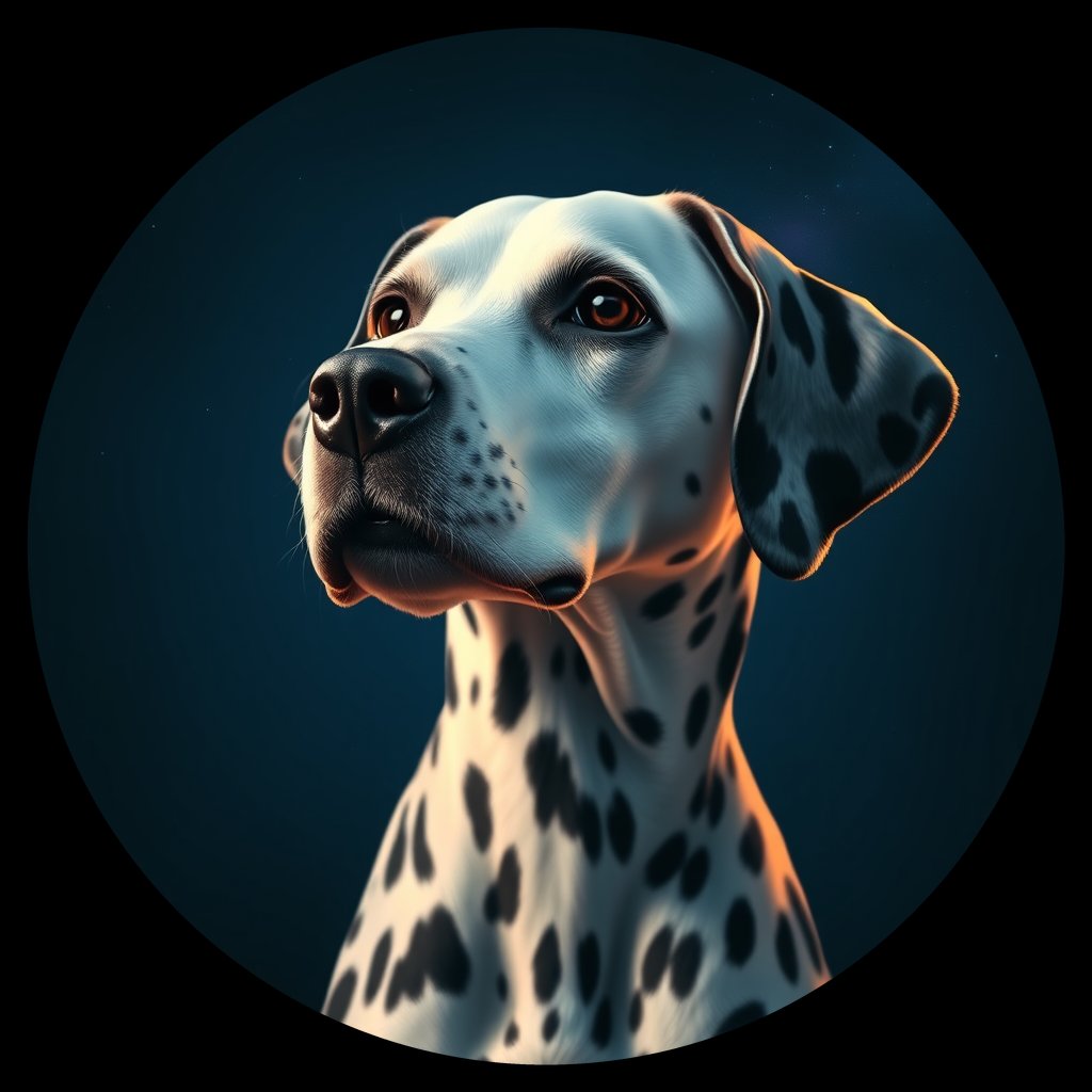 Cosmic medallion portrait of 19732_19732, a Dalmatian