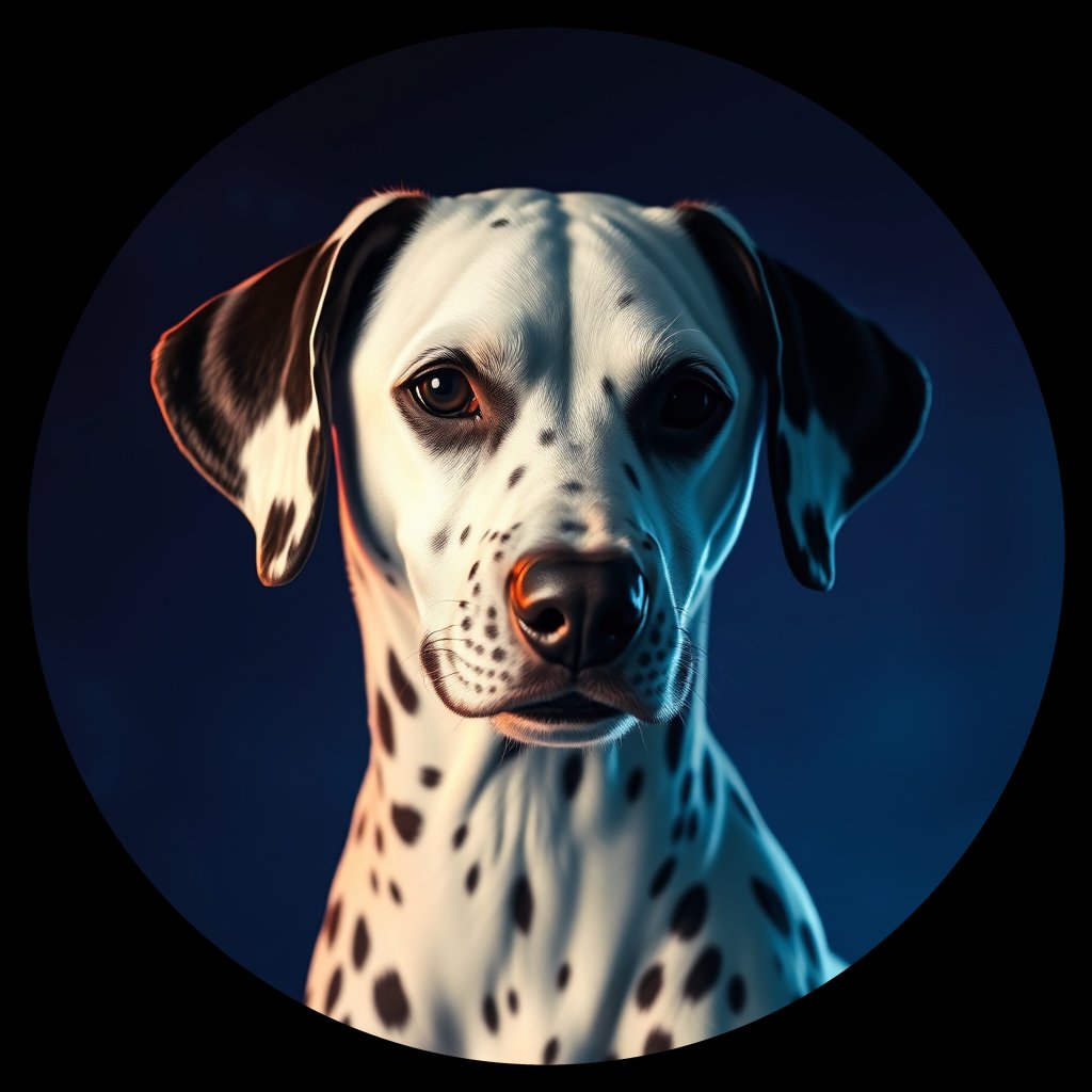 Cosmic medallion portrait of 19737_19737, a Dalmatian