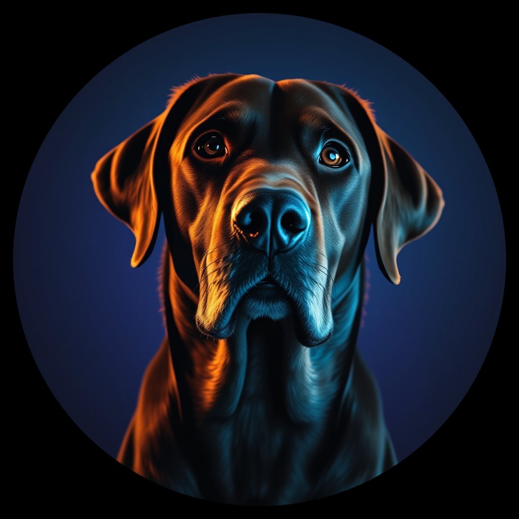 Cosmic medallion portrait of 197_G0380_0383, a Labrador Retriever