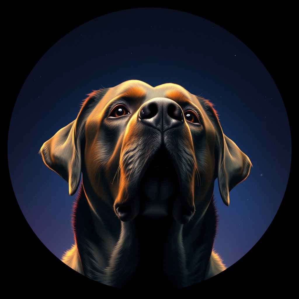 Cosmic medallion portrait of 198_G0380_0384, a Labrador Retriever