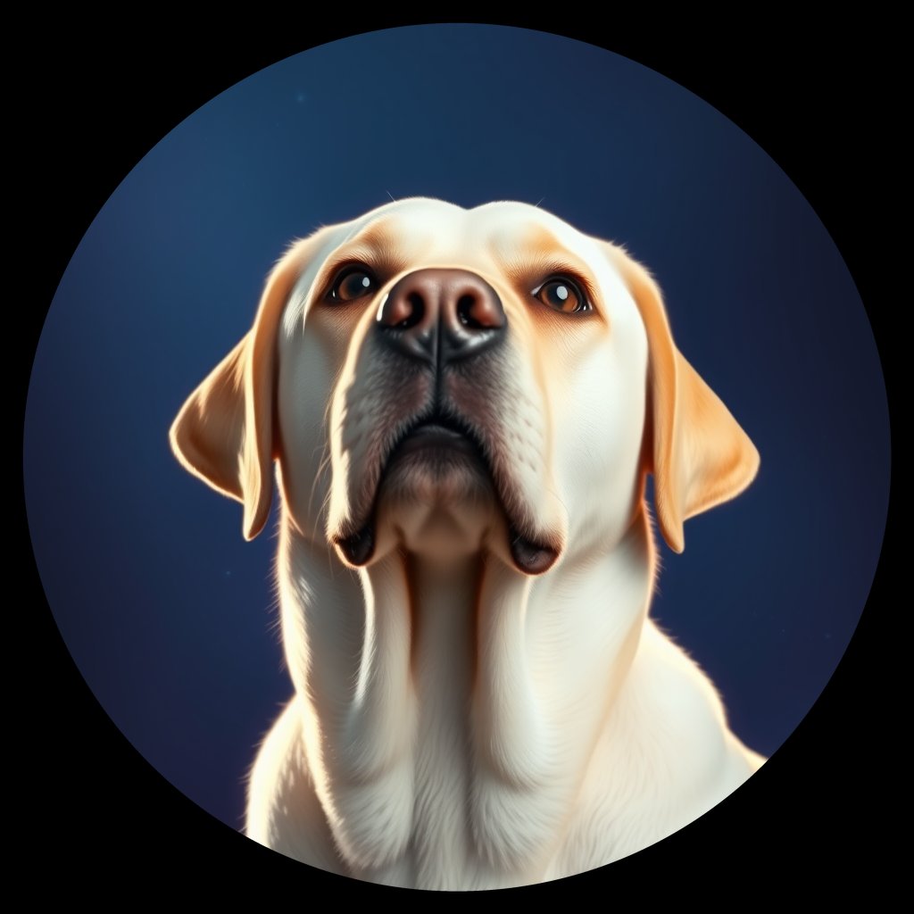 Cosmic medallion portrait of 19_G0380_0033, a Labrador Retriever