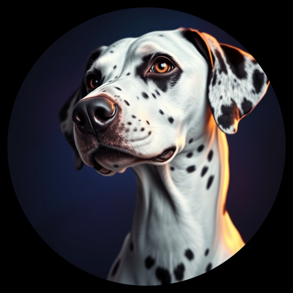 Cosmic medallion portrait of 20229_20229, a Dalmatian
