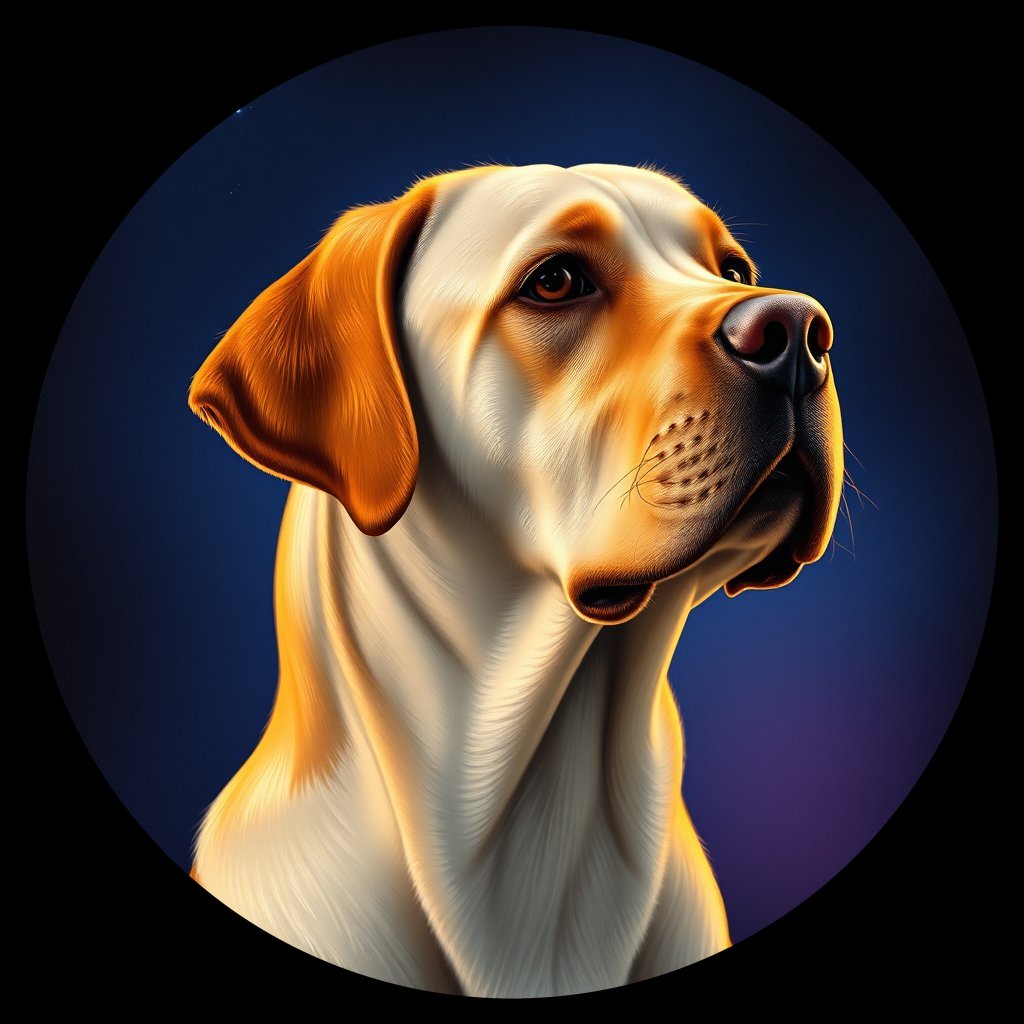 Cosmic medallion portrait of 202_G0380_0389, a Labrador Retriever