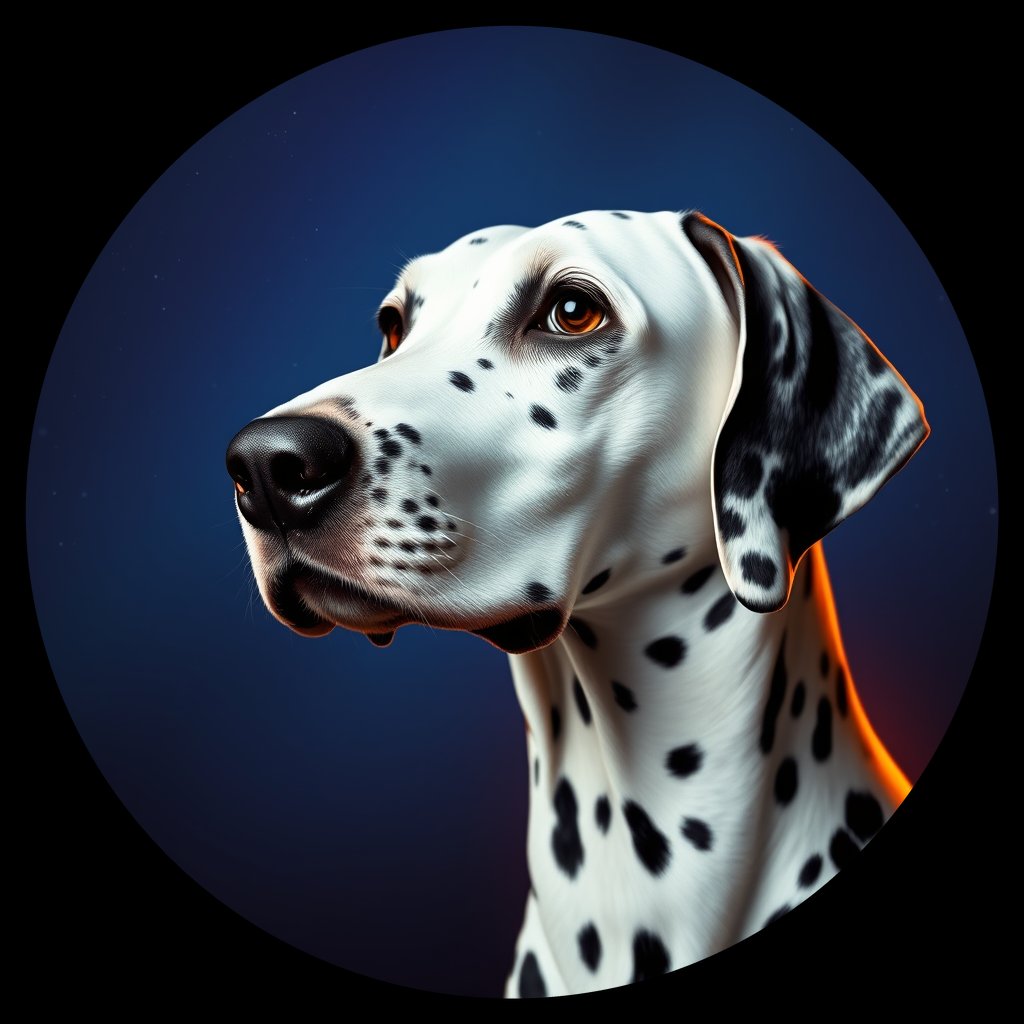 Cosmic medallion portrait of 20550_20550, a Dalmatian