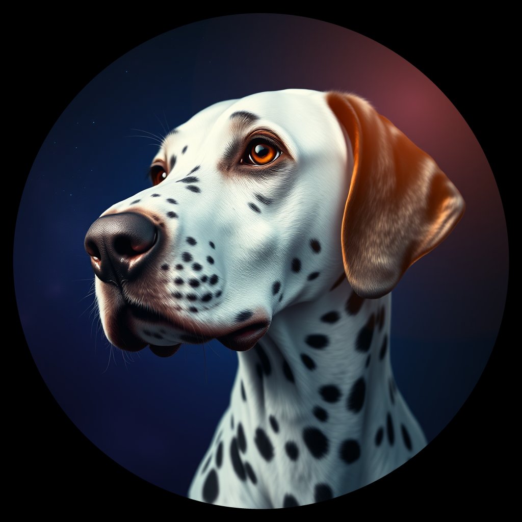 Cosmic medallion portrait of 20554_20554, a Dalmatian
