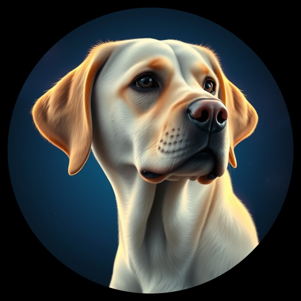 Cosmic medallion portrait of 2062_2062, a Labrador Retriever