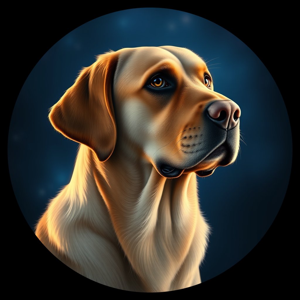 Cosmic medallion portrait of 206_G0380_0394, a Labrador Retriever