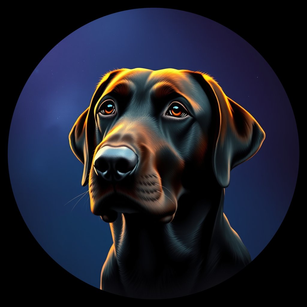 Cosmic medallion portrait of 207_G0380_0395, a Labrador Retriever
