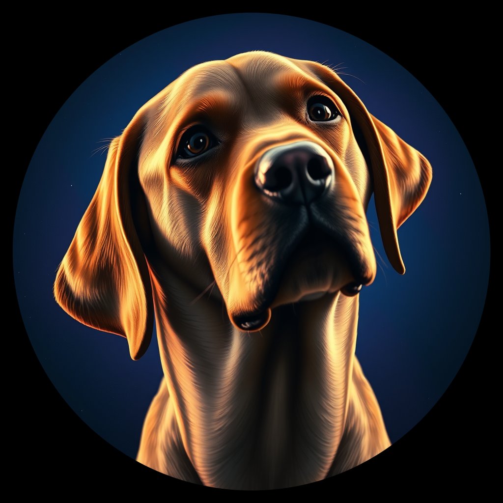 Cosmic medallion portrait of 2127_2127, a Labrador Retriever