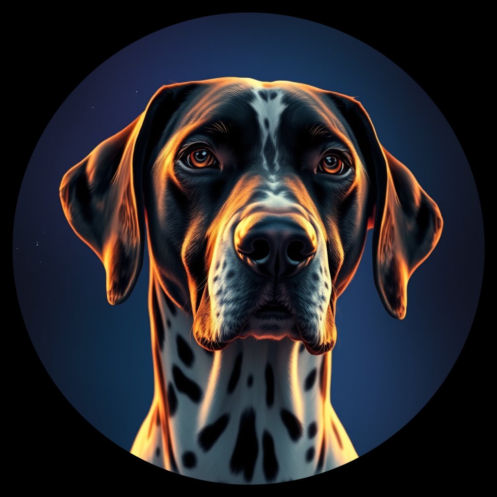 Cosmic medallion portrait of 21343_21343, a Dalmatian