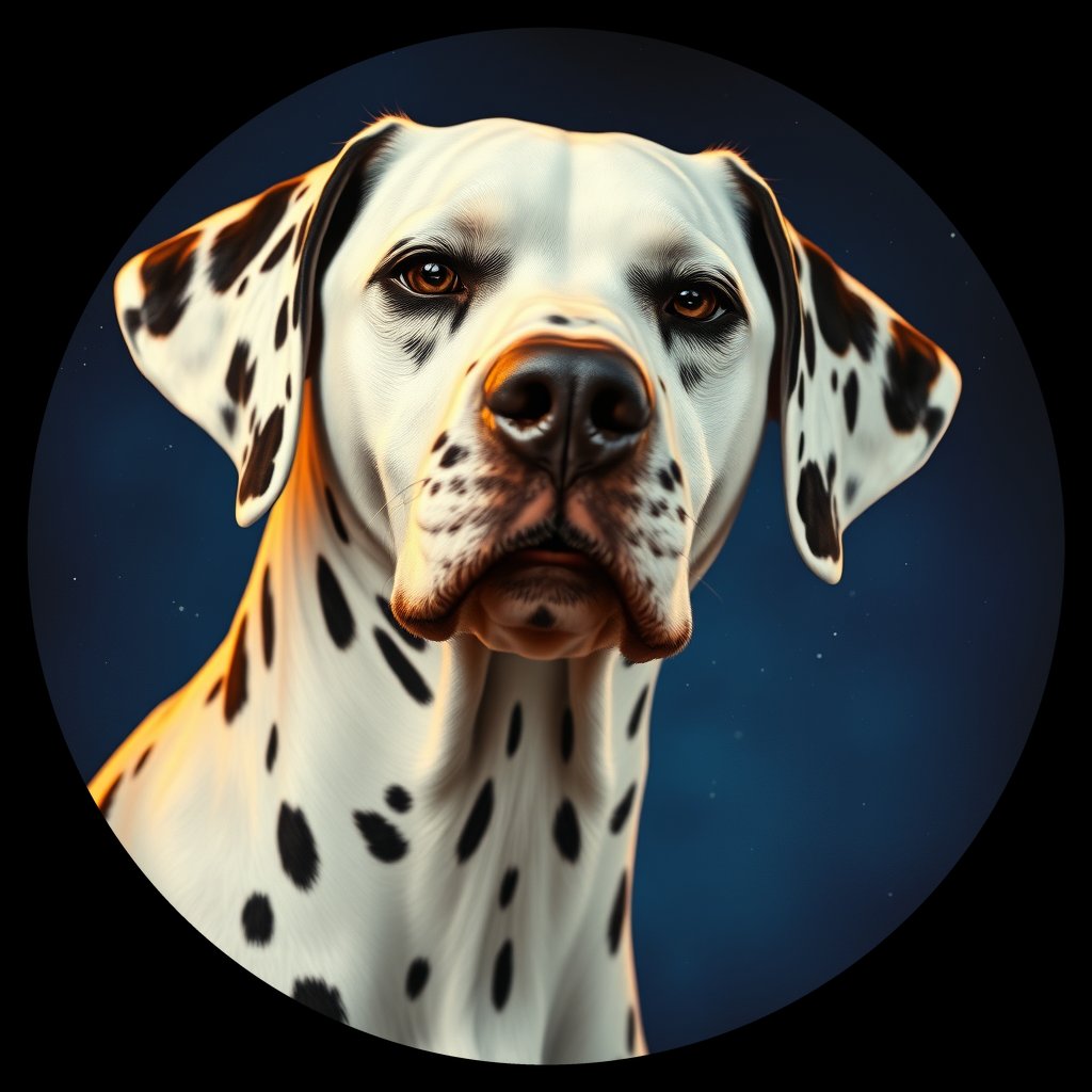 Cosmic medallion portrait of 21344_21344, a Dalmatian
