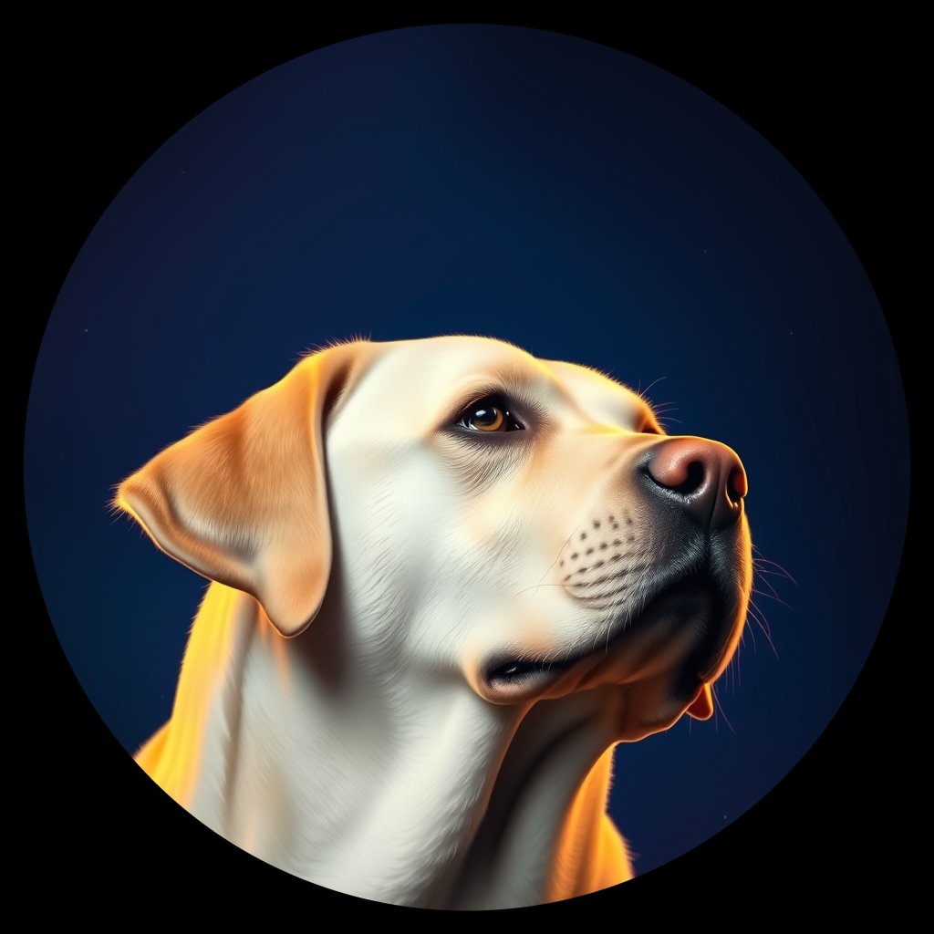 Cosmic medallion portrait of 214_G0380_0410, a Labrador Retriever
