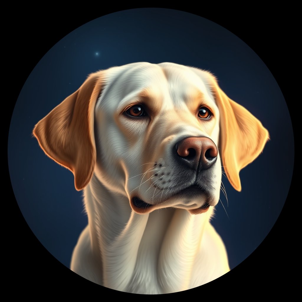 Cosmic medallion portrait of 2165_2165, a Labrador Retriever