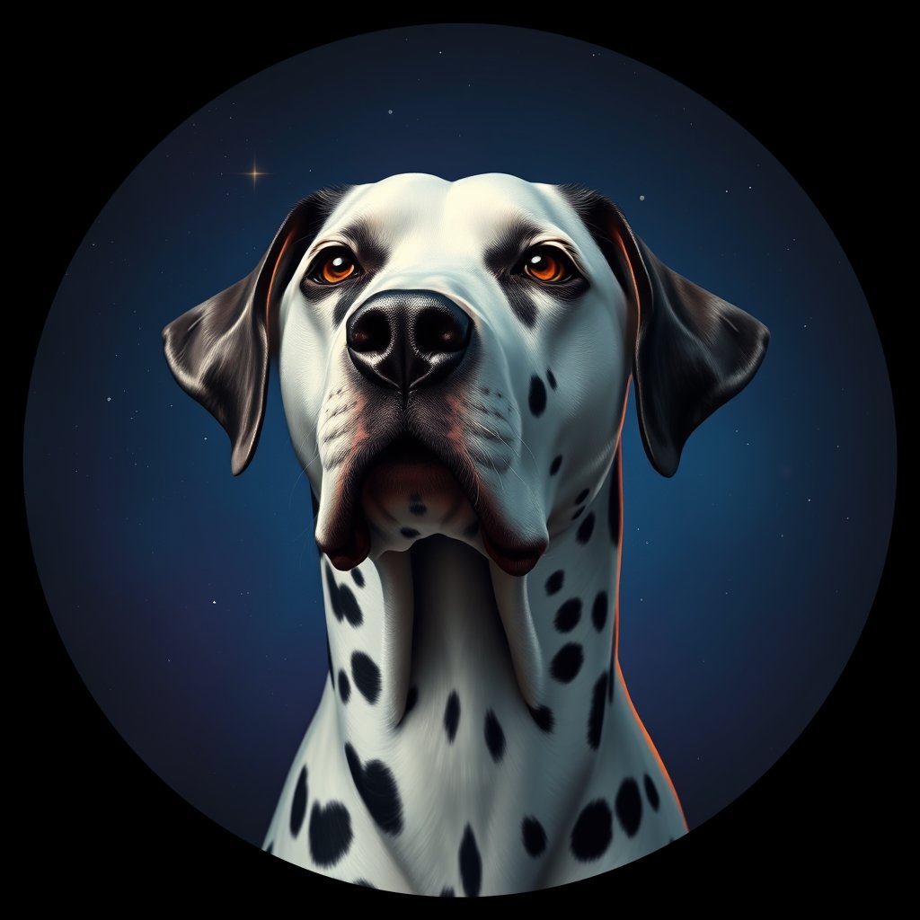 Cosmic medallion portrait of 21888_21888, a Dalmatian