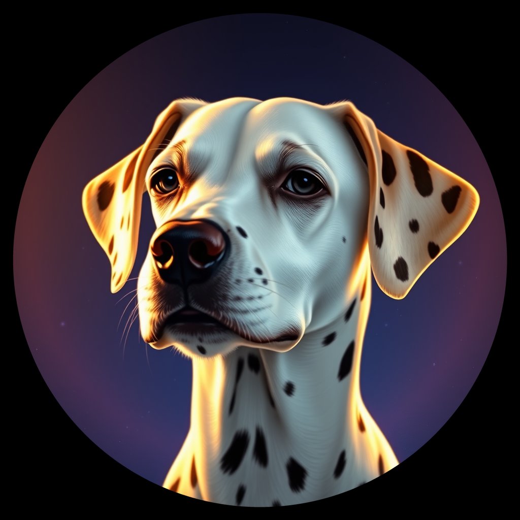 Cosmic medallion portrait of 22467_22467, a Dalmatian