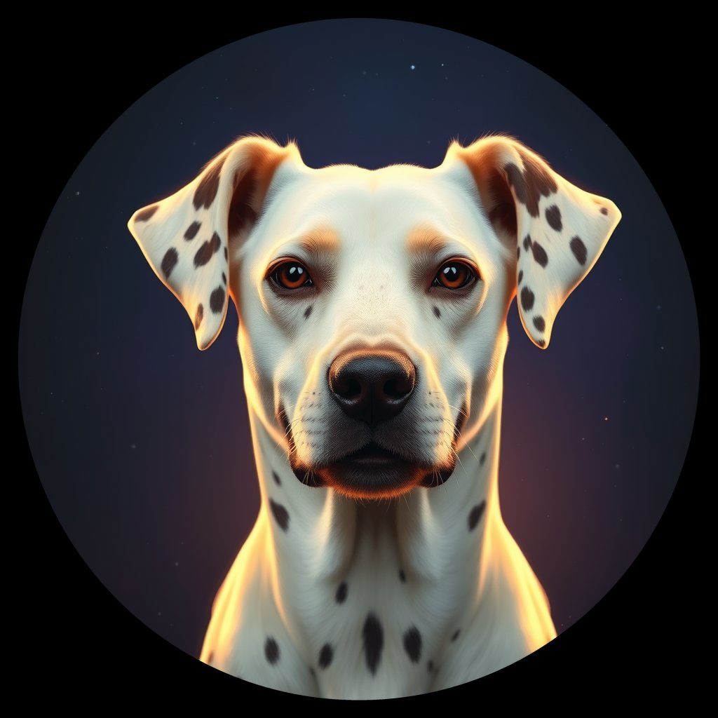 Cosmic medallion portrait of 22468_22468, a Dalmatian