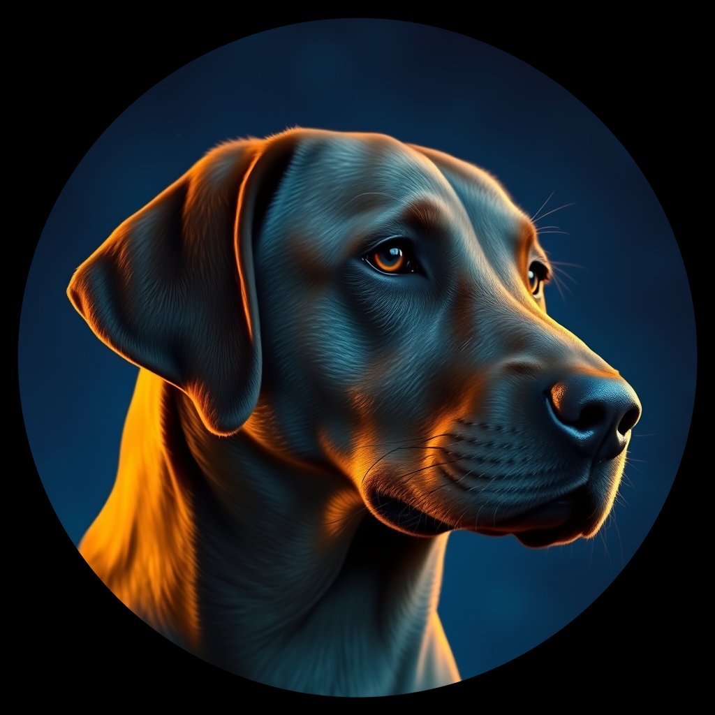 Cosmic medallion portrait of 228_G0380_0426, a Labrador Retriever