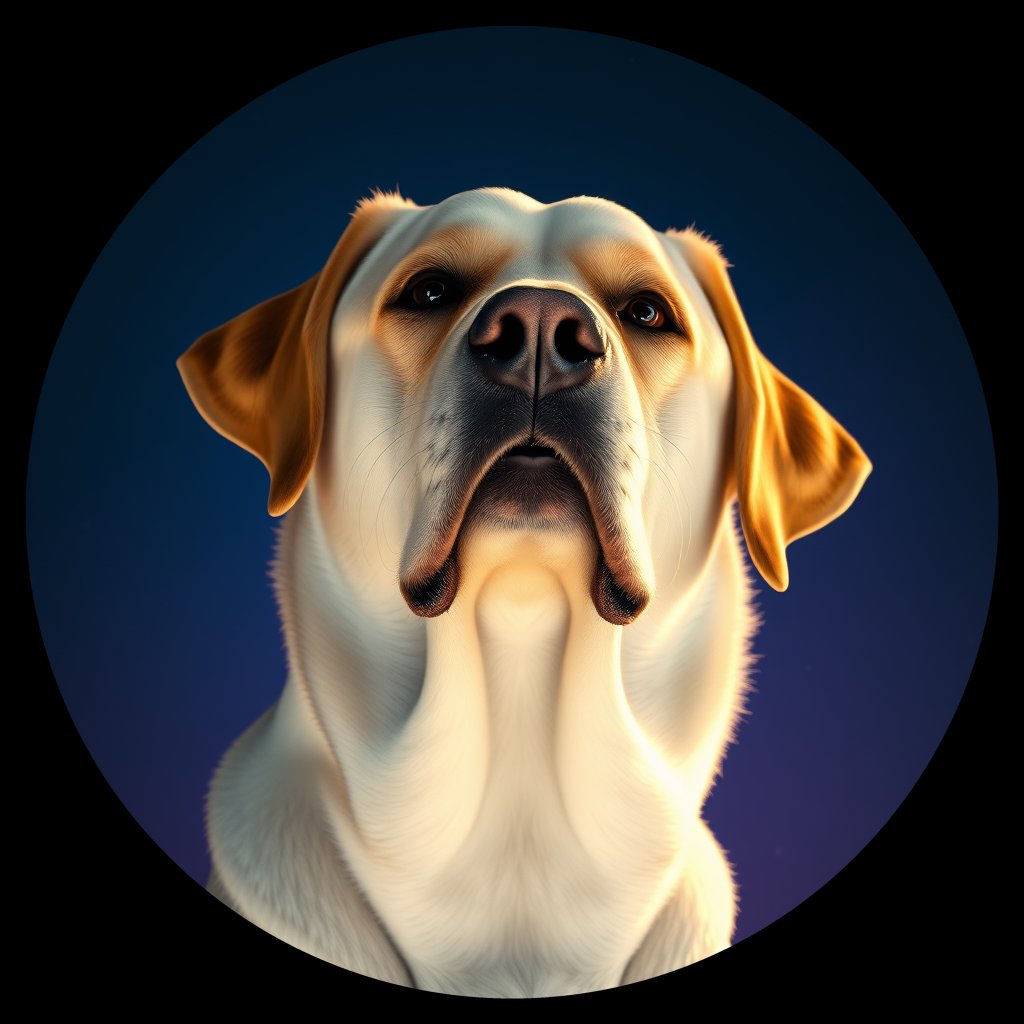 Cosmic medallion portrait of 230_G0380_0428, a Labrador Retriever