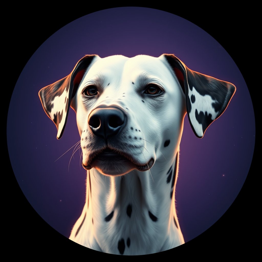 Cosmic medallion portrait of 23211_23211, a Dalmatian