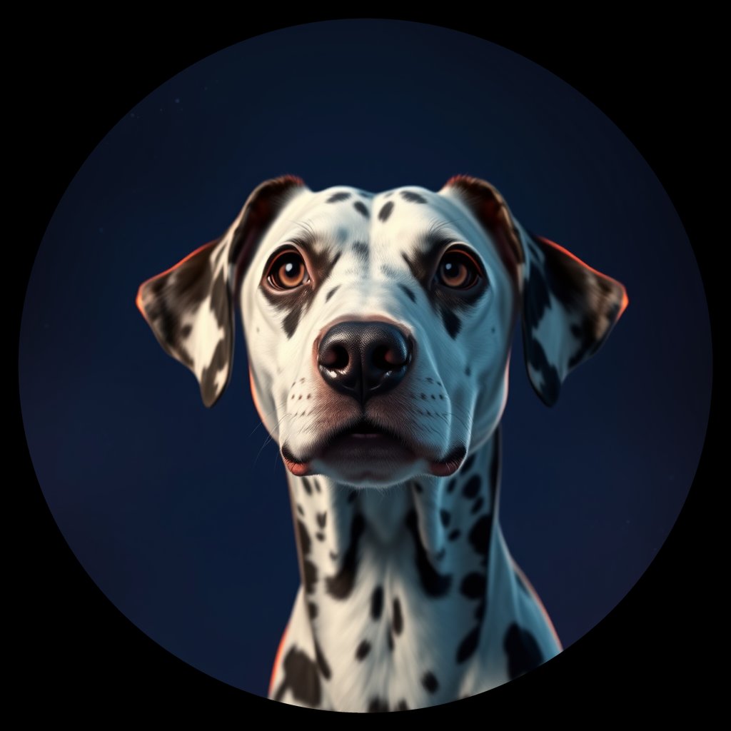 Cosmic medallion portrait of 23212_23212, a Dalmatian