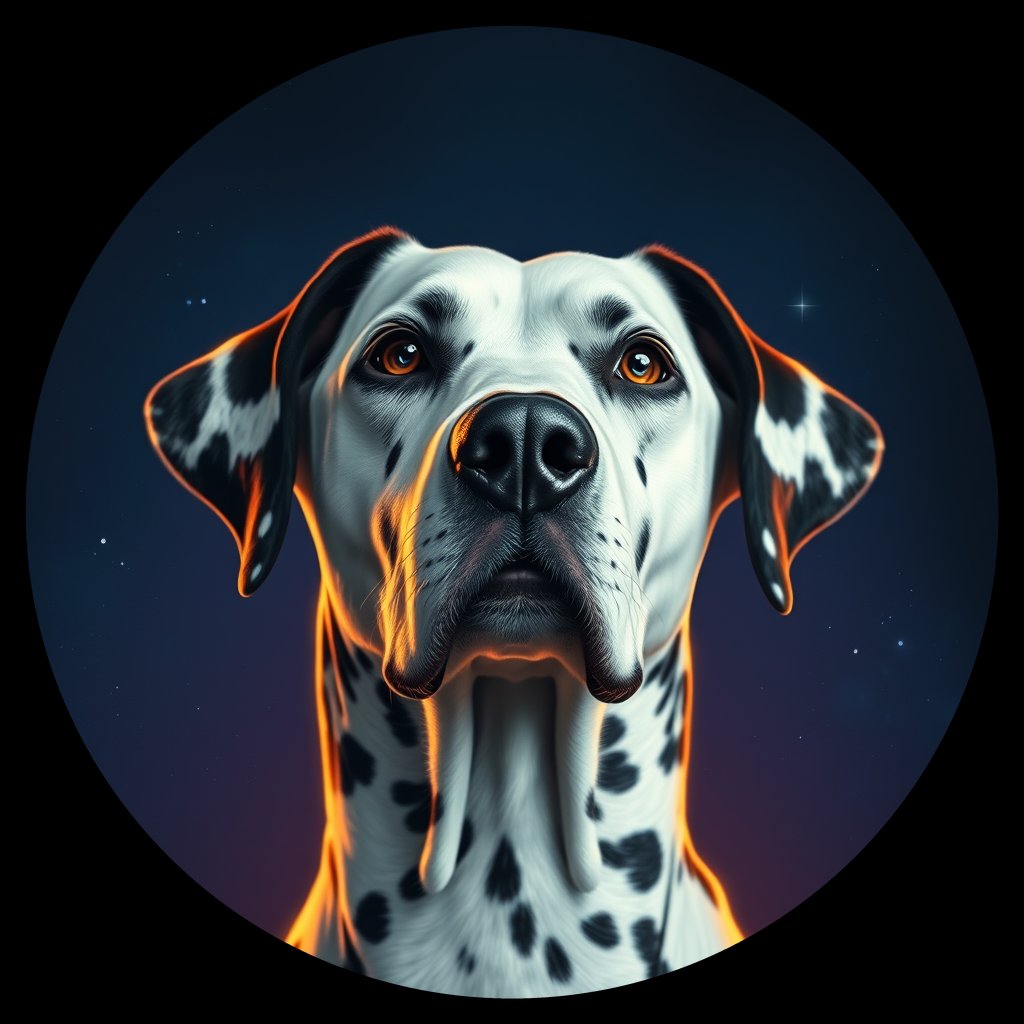 Cosmic medallion portrait of 23510_23510, a Dalmatian