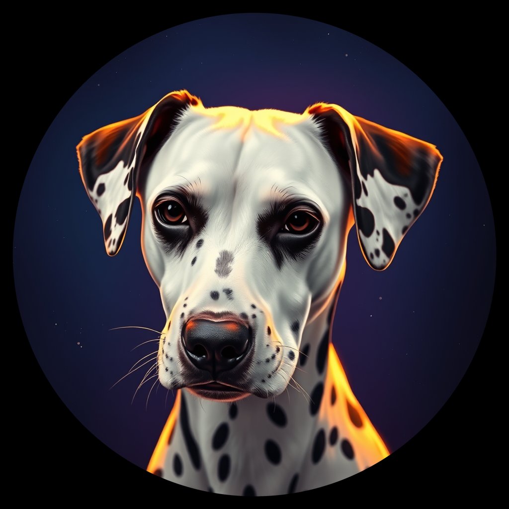 Cosmic medallion portrait of 23513_23513, a Dalmatian