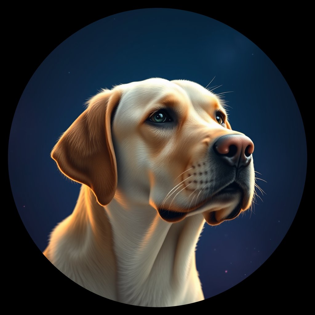 Cosmic medallion portrait of 2360_2360, a Labrador Retriever