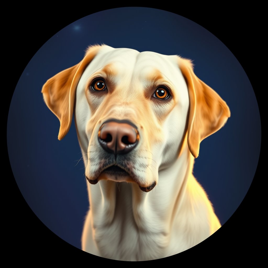 Cosmic medallion portrait of 236_G0380_0438, a Labrador Retriever