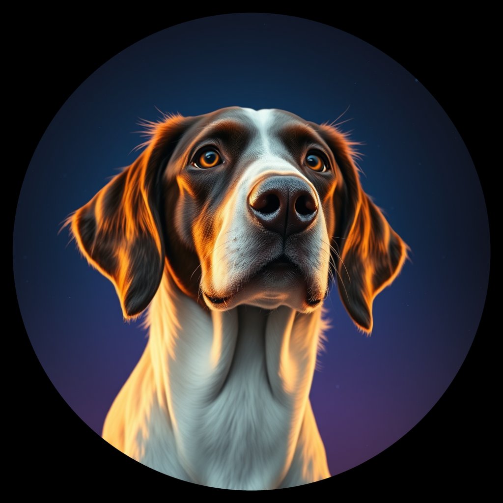 Cosmic medallion portrait of 24225_24225, a English Setter