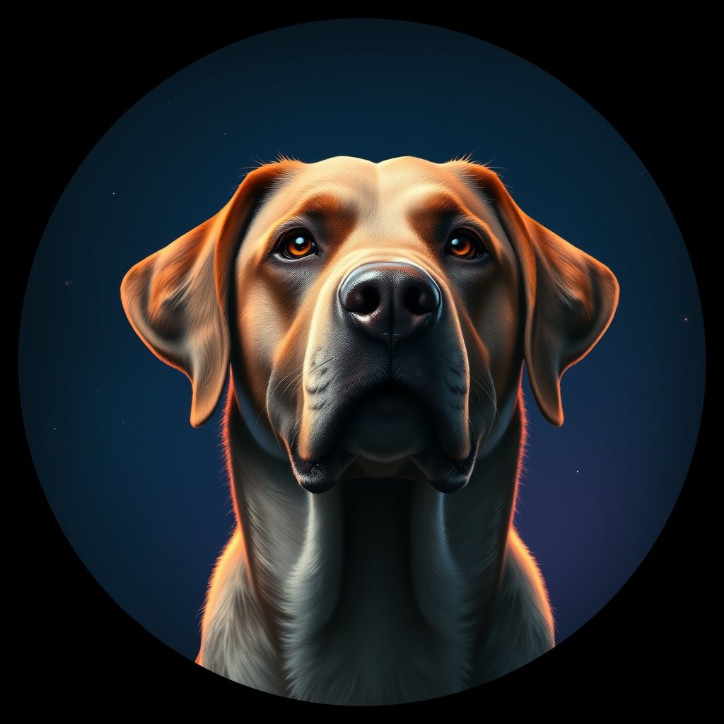 Cosmic medallion portrait of 246_G0380_0454, a Labrador Retriever