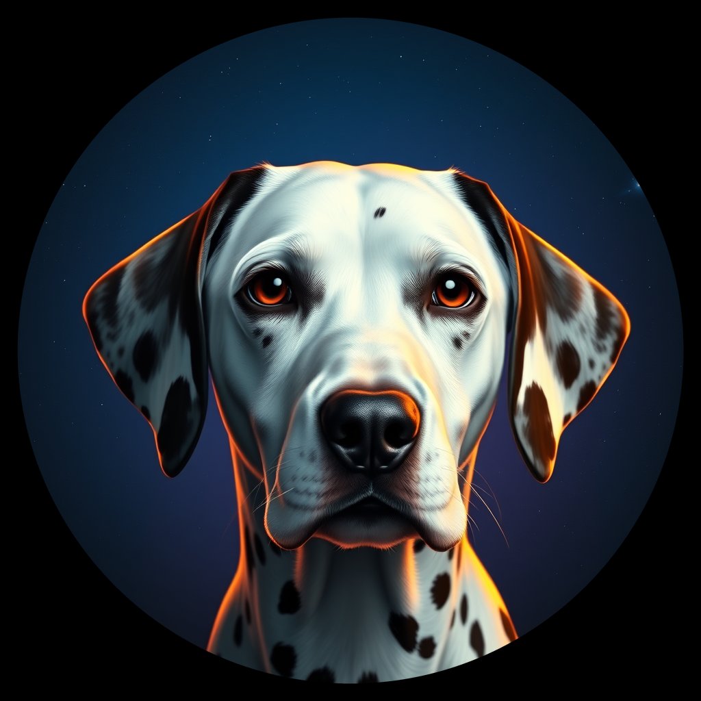 Cosmic medallion portrait of 24712_24712, a Dalmatian