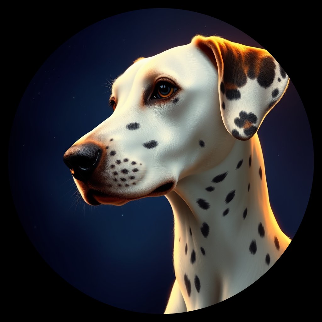Cosmic medallion portrait of 24716_24716, a Dalmatian