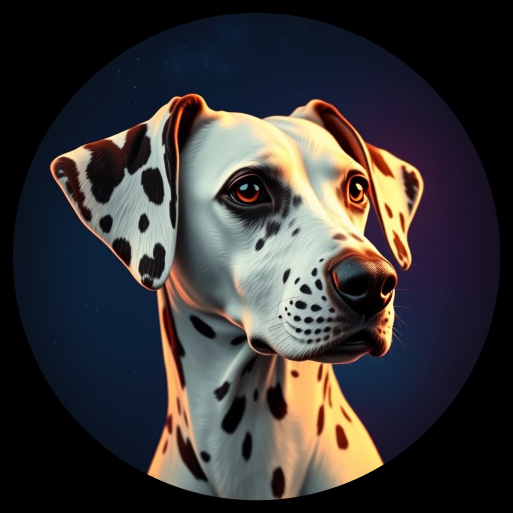 Cosmic medallion portrait of 24717_24717, a Dalmatian