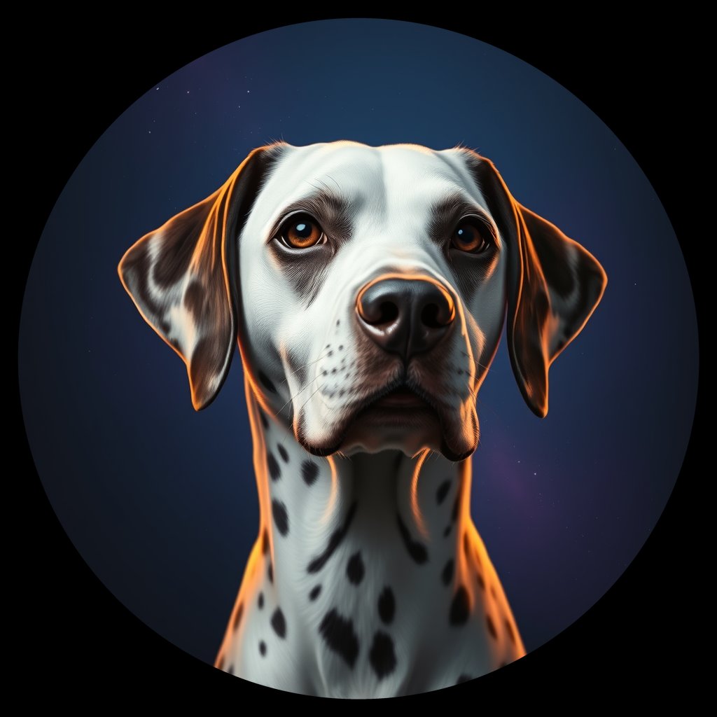 Cosmic medallion portrait of 24719_24719, a Dalmatian