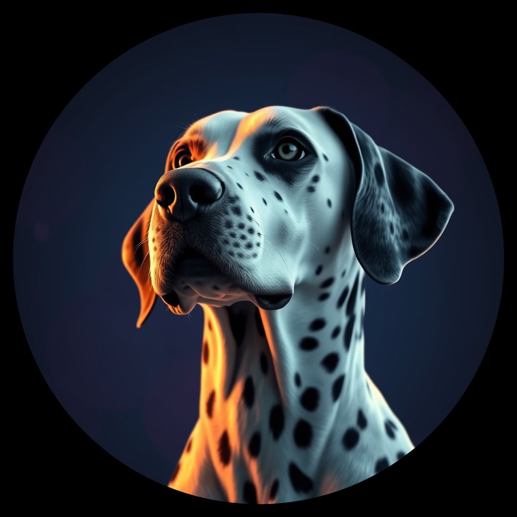 Cosmic medallion portrait of 24757_24757, a Dalmatian