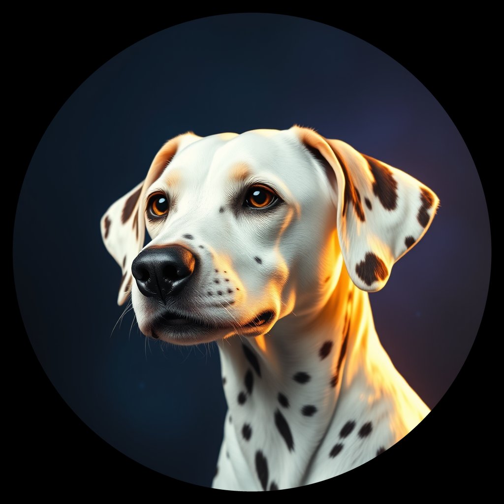 Cosmic medallion portrait of 24762_24762, a Dalmatian