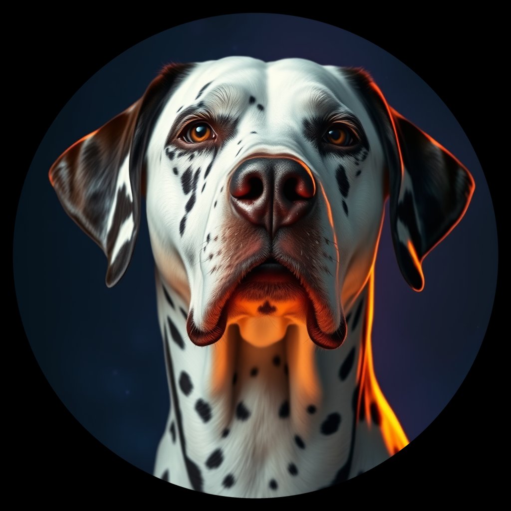 Cosmic medallion portrait of 24763_24763, a Dalmatian