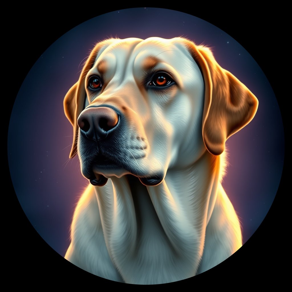 Cosmic medallion portrait of 247_G0380_0455, a Labrador Retriever
