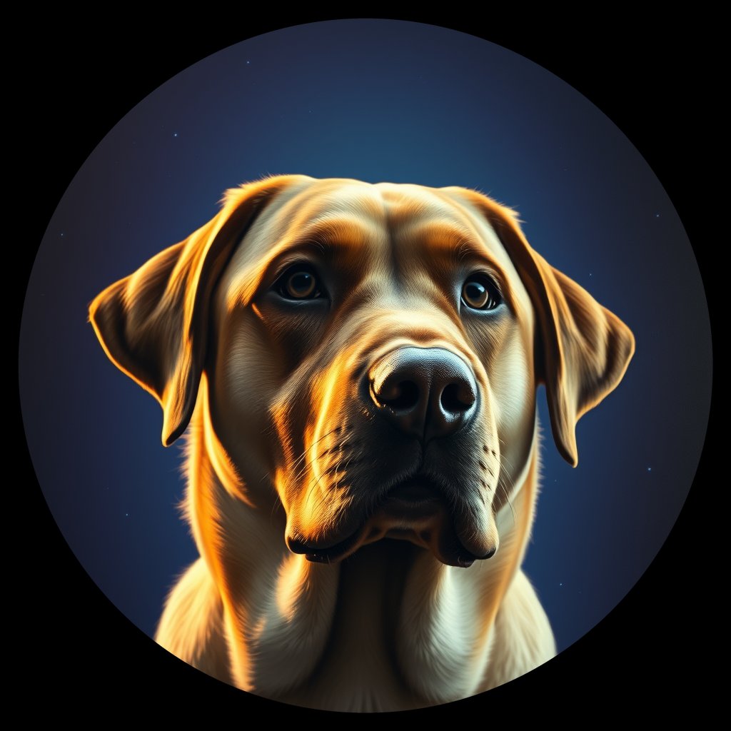 Cosmic medallion portrait of 252_G0380_0463, a Labrador Retriever