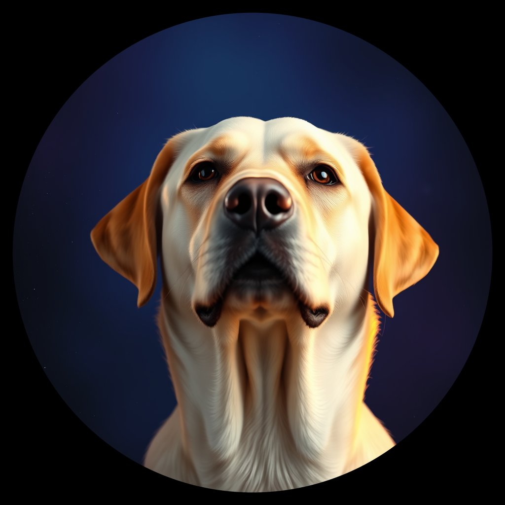 Cosmic medallion portrait of 258_G0380_0475, a Labrador Retriever