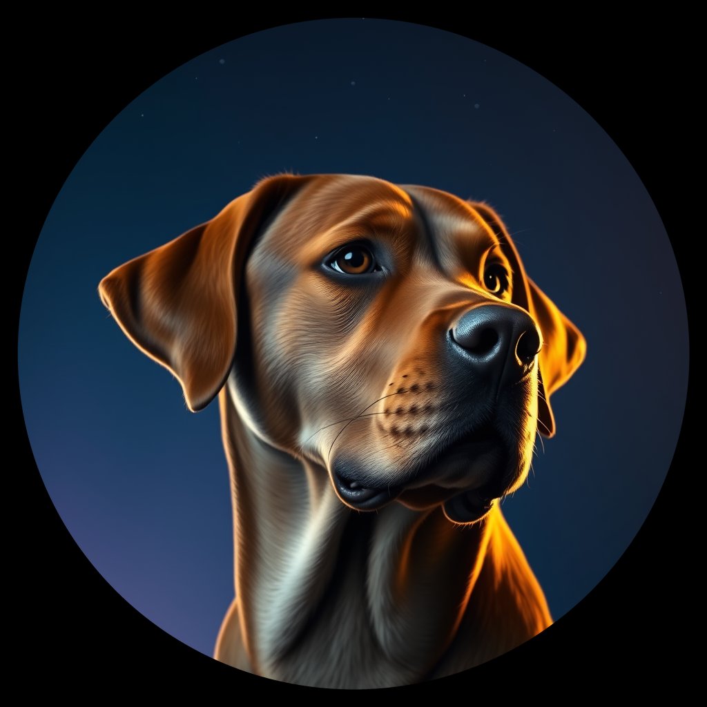 Cosmic medallion portrait of 259_G0380_0476, a Labrador Retriever