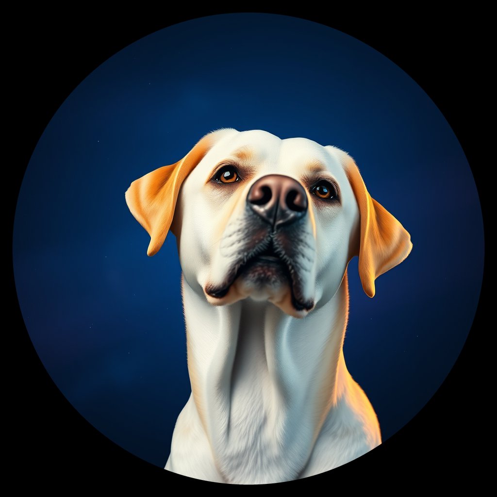Cosmic medallion portrait of 25_G0380_0046, a Labrador Retriever