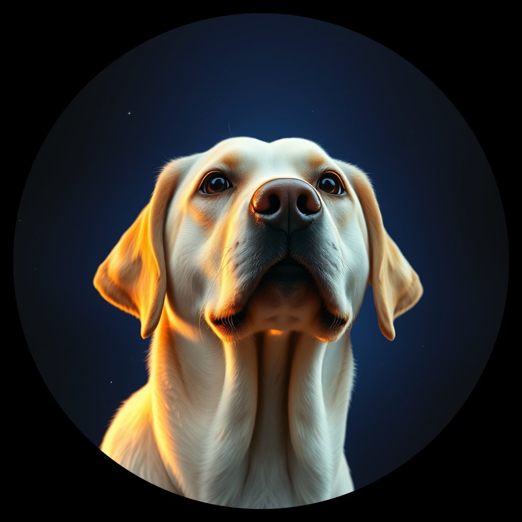Cosmic medallion portrait of 260_G0380_0477, a Labrador Retriever